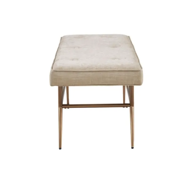 Benches & Ottomans-Kirkland's Home Natural Tufted Upholstery Tapered Leg Bench Tan