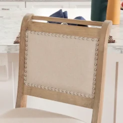 Bar Stools & Counter Height Stools-Kirkland's Home Natural Upholstered Wood Frame Counter Stool Tan