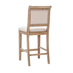 Bar Stools & Counter Height Stools-Kirkland's Home Natural Upholstered Wood Frame Counter Stool Tan