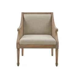 Accent Chairs-Kirkland's Home Natural Upholstery Cane Inset Accent Chair Tan