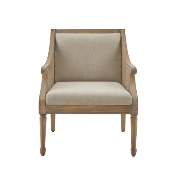 Accent Chairs-Kirkland's Home Natural Upholstery Cane Inset Accent Chair Tan