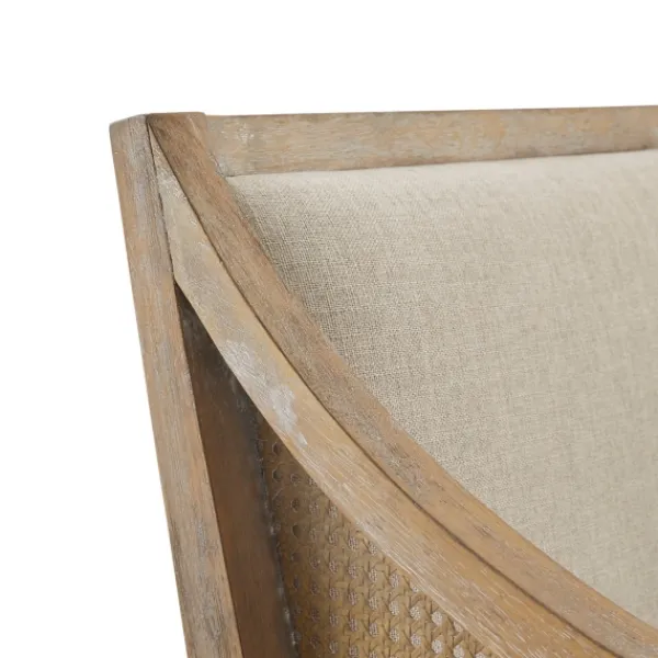 Accent Chairs-Kirkland's Home Natural Upholstery Cane Inset Accent Chair Tan