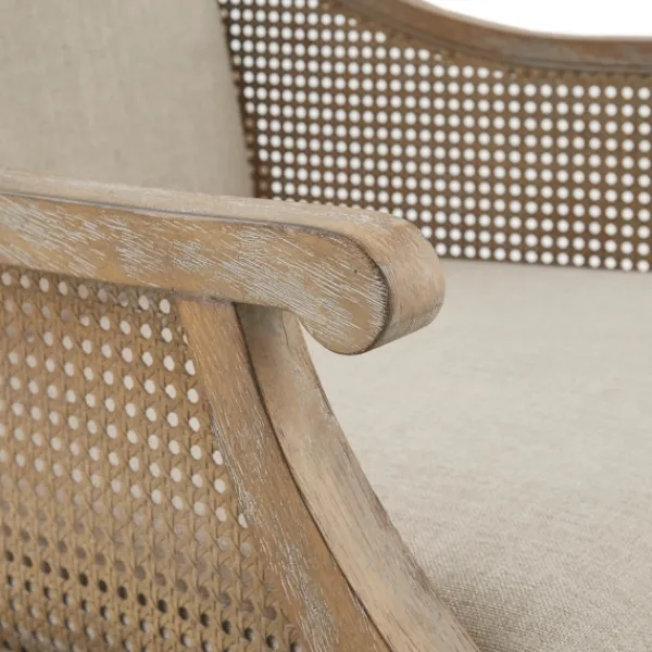 Accent Chairs-Kirkland's Home Natural Upholstery Cane Inset Accent Chair Tan