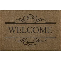 Doormats-Kirkland's Home Natural Welcome Script Doormat Brown/Black