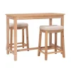 Dining Tables-Kirkland's Home Natural Wood & Upholstered Stools 3-Pc. Dining Set Tan