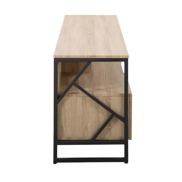 Tv Stands & Media Consoles-Kirkland's Home Natural Wood And Black Steel Media S D Tan