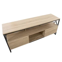 Tv Stands & Media Consoles-Kirkland's Home Natural Wood And Black Steel Media S D Tan