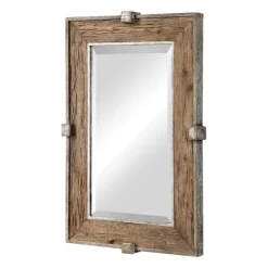 Decorative Mirrors-Kirkland's Home Natural Wood And Burnished Metal Mirror
