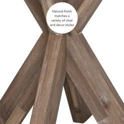 Accent & End Tables-Kirkland's Home Natural Wood And Glass Top X-Base Accent Table Tan