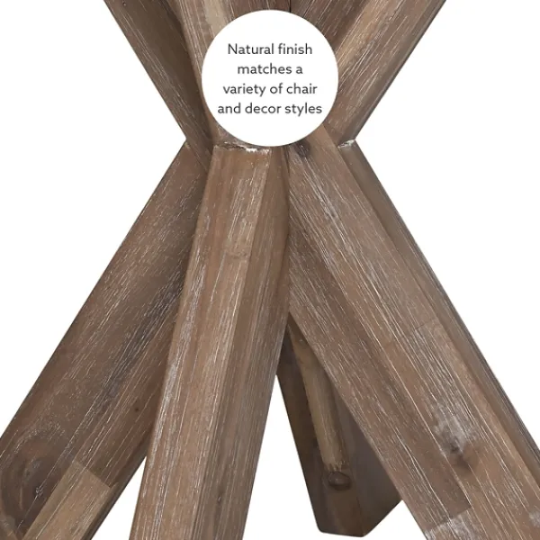 Accent & End Tables-Kirkland's Home Natural Wood And Glass Top X-Base Accent Table Tan