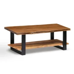 Coffee Tables-Kirkland's Home Natural Wood And Metal Coffee Table