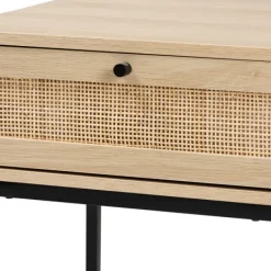 Nightstands-Kirkland's Home Natural Wood And Metal 1-Drawer Nights D Tan