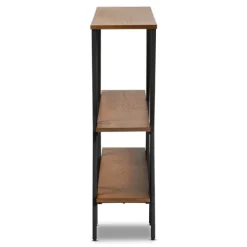 Console Tables-Kirkland's Home Natural Wood And Metal 3-Tier Console Table Brown/Black