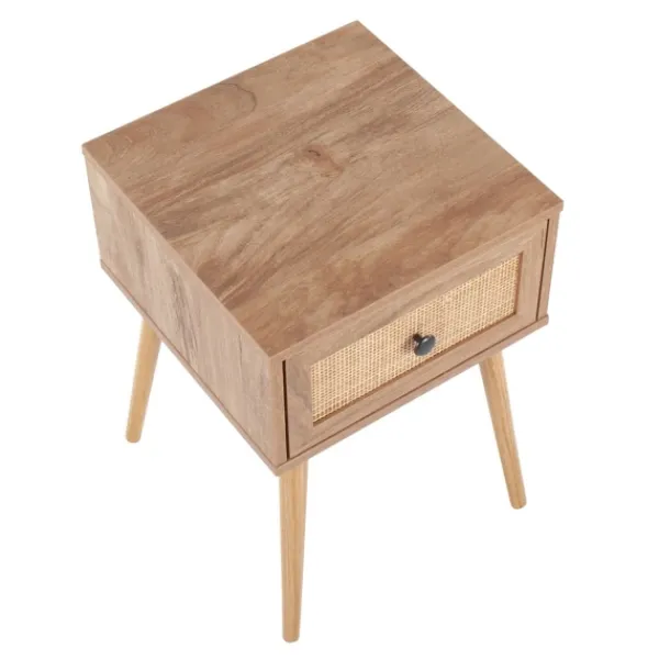 Accent & End Tables-Kirkland's Home Natural Wood And Rat Drawer Accent Table Tan