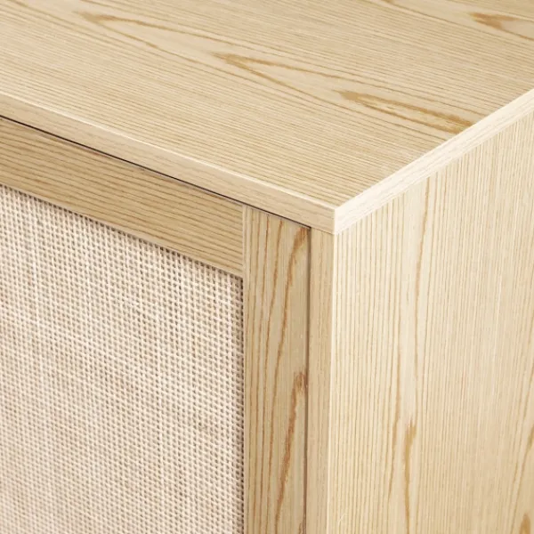 Cabinets & Sideboards-Kirkland's Home Natural Wood And Rat 3-Drawer Sideboard Tan