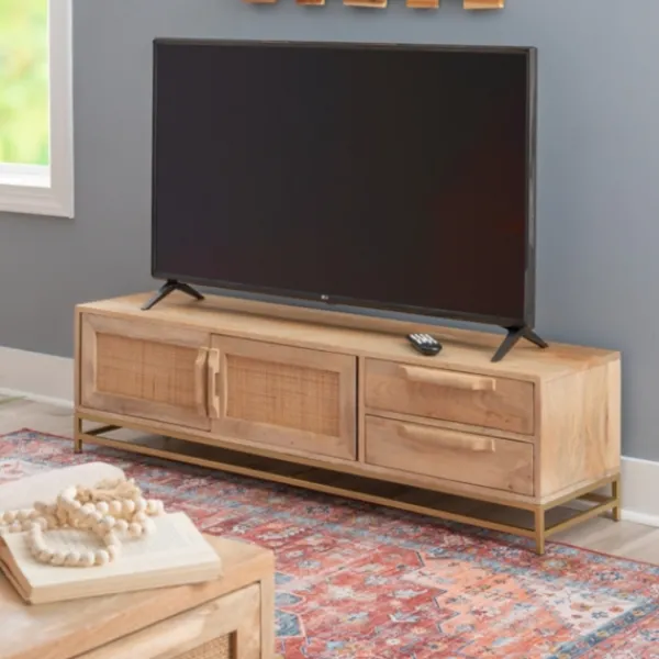Tv Stands & Media Consoles-Kirkland's Home Natural Wood And Rat Tv S D Tan