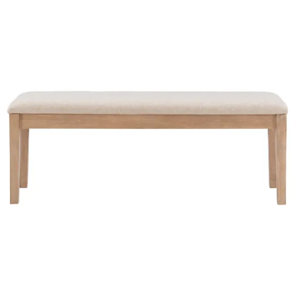 Benches & Ottomans-Kirkland's Home Natural Wood And Upholstered Seat Bench Tan