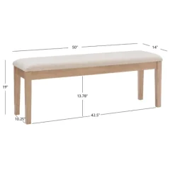 Benches & Ottomans-Kirkland's Home Natural Wood And Upholstered Seat Bench Tan