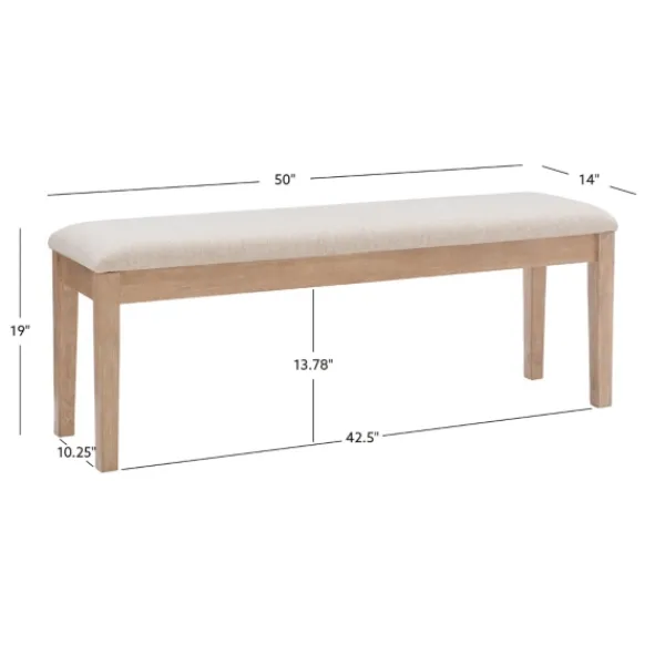 Benches & Ottomans-Kirkland's Home Natural Wood And Upholstered Seat Bench Tan