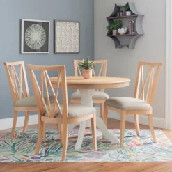 Dining Chairs-Kirkland's Home Natural Wood Architectural Dining Chairs, Set Of 2 Tan