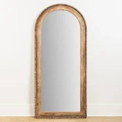 Decorative Mirrors-Kirkland's Home Natural Wood Beaded Arch Leaner Mirror