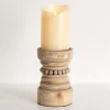 Candle Holders-Kirkland's Home Natural Wood Beaded Pillar Candle Holder, 8 In. Brown