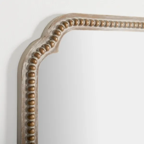Decorative Mirrors-Kirkland's Home Natural Wood Beaded Scalloped Rectangular Mirror