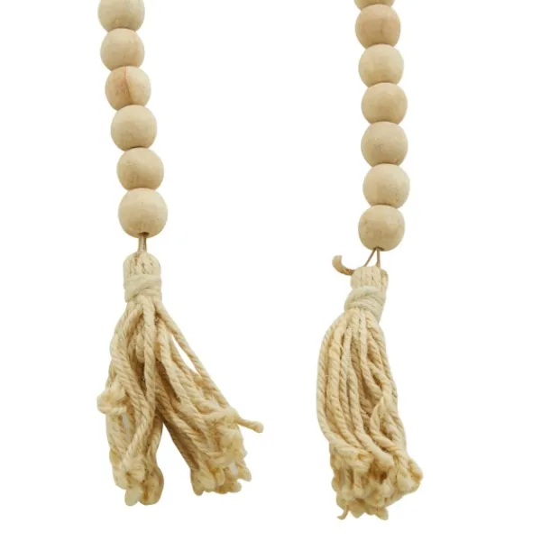 Decorative Accents-Kirkland's Home Natural Wood Beaded Tassel Garland Tan
