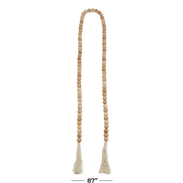 Decorative Accents-Kirkland's Home Natural Wood Beaded Tassel Garland Tan