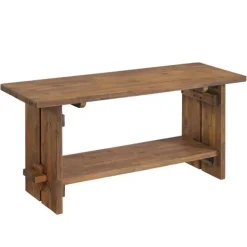 Entryway Furniture-Kirkland's Home Natural Wood Bench And Hooks 2-Pc. Hall Tree Set