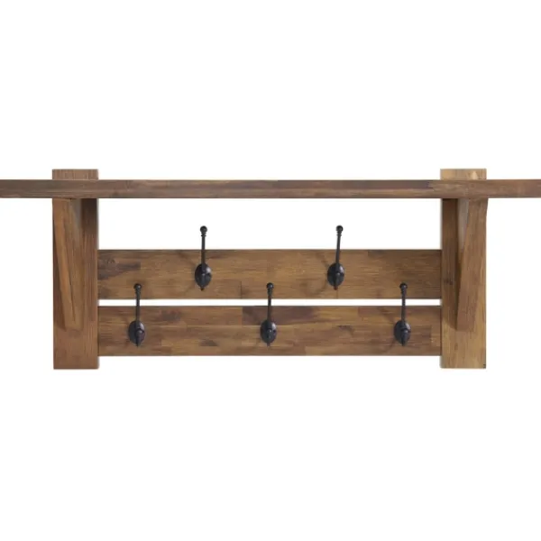 Entryway Furniture-Kirkland's Home Natural Wood Bench And Hooks 2-Pc. Hall Tree Set