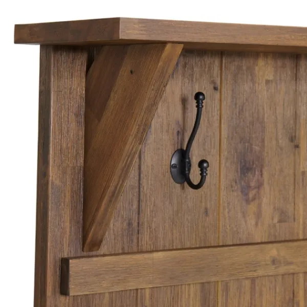Entryway Furniture-Kirkland's Home Natural Wood Bench And Hooks 2-Pc. Hall Tree Set