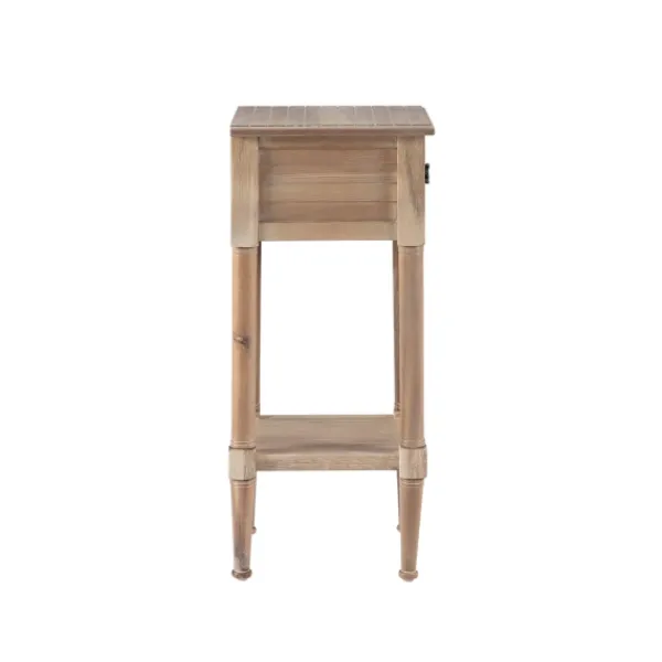 Accent & End Tables-Kirkland's Home Natural Wood Coastal Compact Accent Table Tan