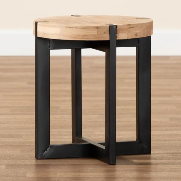 Accent & End Tables-Kirkland's Home Natural Wood Cross Base Side Table