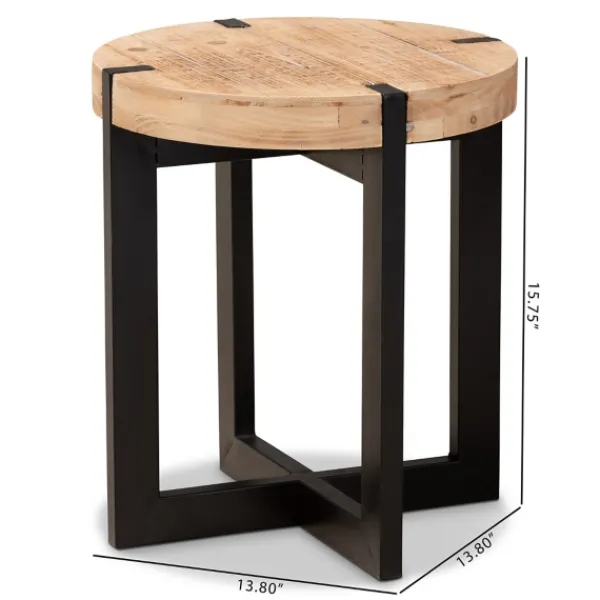Accent & End Tables-Kirkland's Home Natural Wood Cross Base Side Table