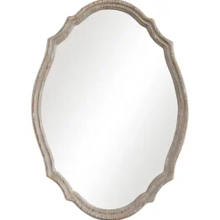 Decorative Mirrors-Kirkland's Home Natural Wood Distressed Curved Frame Mirror