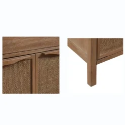 Cabinets & Sideboards-Kirkland's Home Natural Wood 2-Door Cane Webbing Chest Tan