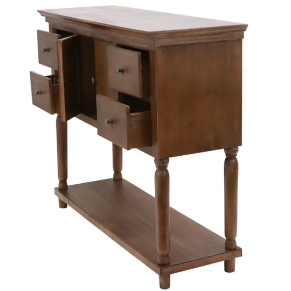 Console Tables-Kirkland's Home Natural Wood 2-Door 4-Drawer Buffet Console Table Tan