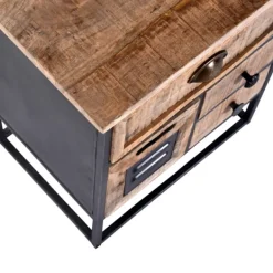 Nightstands-Kirkland's Home Natural Wood 3-Drawer Nights D With Cabinet Tan