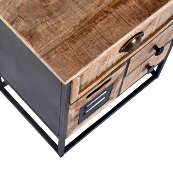 Nightstands-Kirkland's Home Natural Wood 3-Drawer Nights D With Cabinet Tan