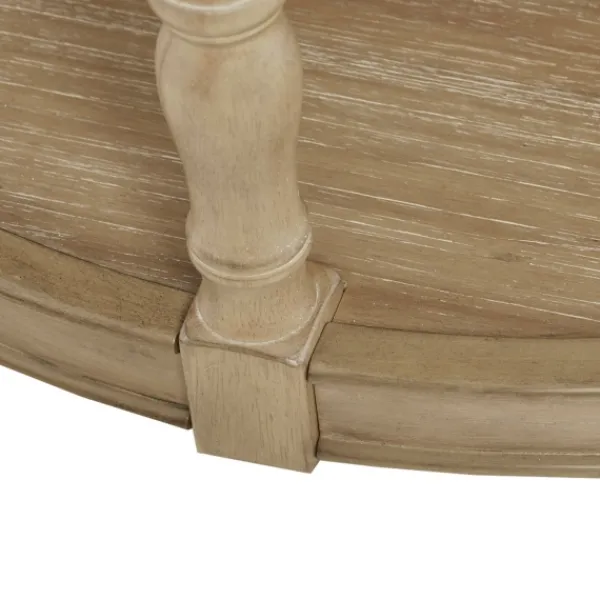 Coffee Tables-Kirkland's Home Natural Wood Finish Turned Leg Round Coffee Table