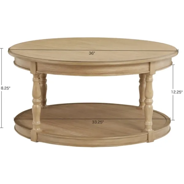 Coffee Tables-Kirkland's Home Natural Wood Finish Turned Leg Round Coffee Table