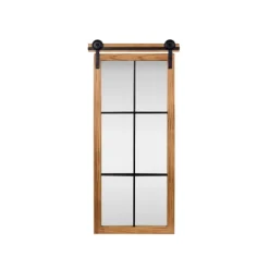 Decorative Mirrors-Kirkland's Home Natural Wood Frame Black Metal Window Mirror