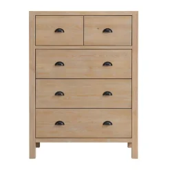 Dressers & Chests-Kirkland's Home Natural Wood Grain 5-Drawer Storage Chest Tan
