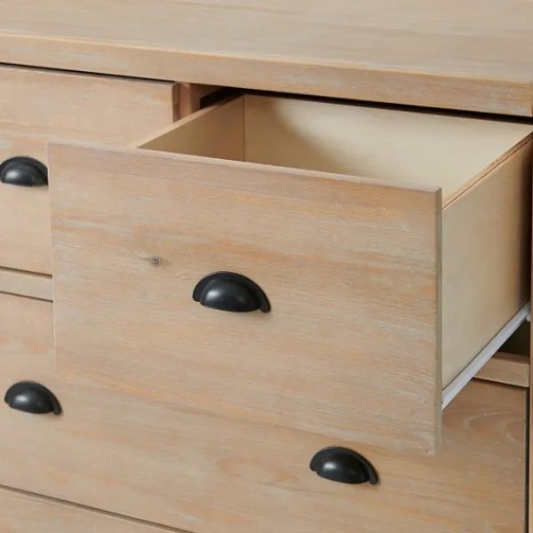 Dressers & Chests-Kirkland's Home Natural Wood Grain 5-Drawer Storage Chest Tan
