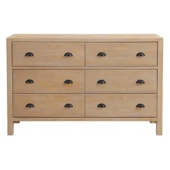 Dressers & Chests-Kirkland's Home Natural Wood Grain 6-Drawer Dresser Tan