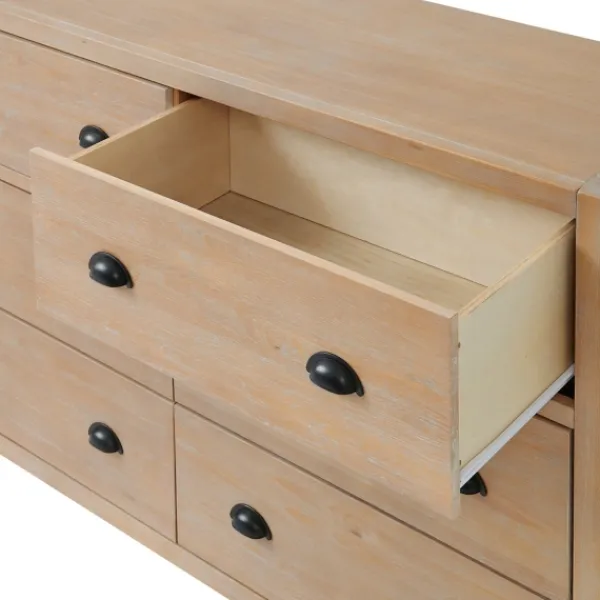 Dressers & Chests-Kirkland's Home Natural Wood Grain 6-Drawer Dresser Tan