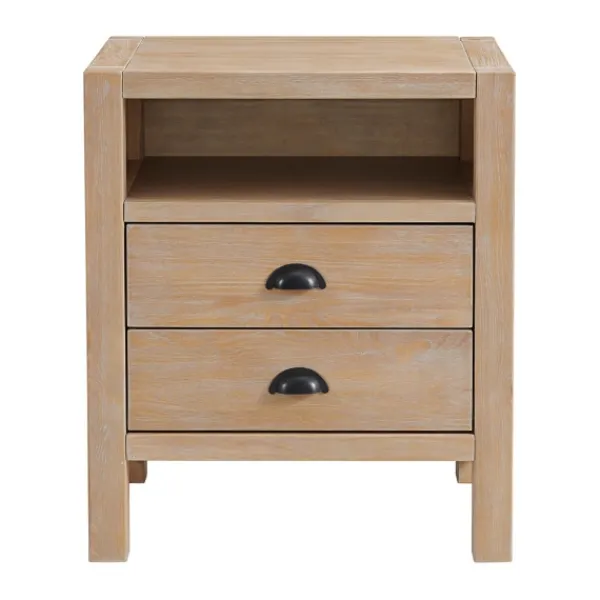 Nightstands-Kirkland's Home Natural Wood Grain Open Storage Nights D Tan
