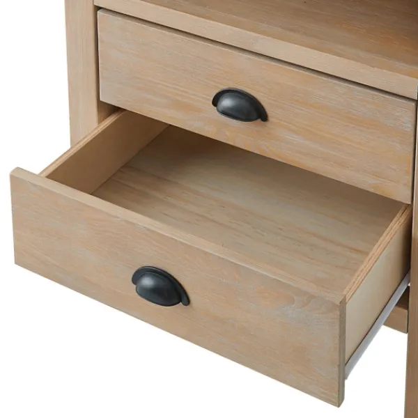 Nightstands-Kirkland's Home Natural Wood Grain Open Storage Nights D Tan