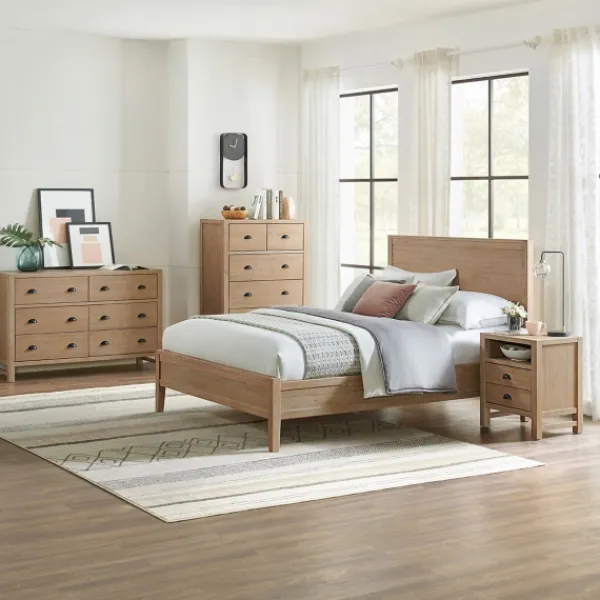 Nightstands-Kirkland's Home Natural Wood Grain Open Storage Nights D Tan
